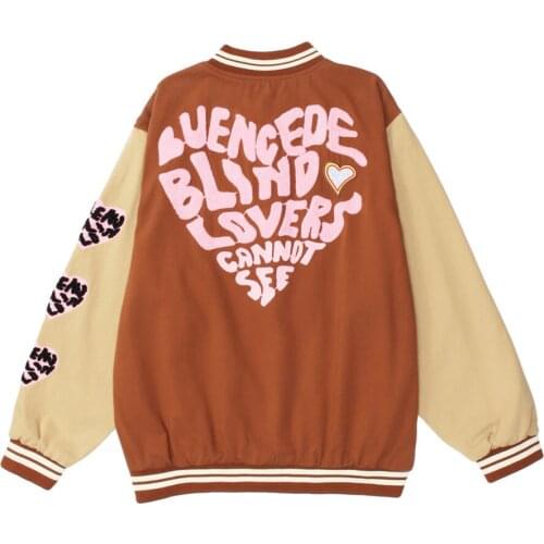 2021 New Fashion Brand Letter Embroidery Baseball Uniform Jackets Korean Coats Women Hip Hop Streetwear Japanese Teens Clothes