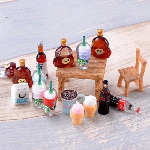 ZOCDOU 1 Piece Cola Tea Cup Beer Coffee Ice Cream Milk Bottle Model Small Statue Figurine Crafts Ornament Miniatures Home Decor