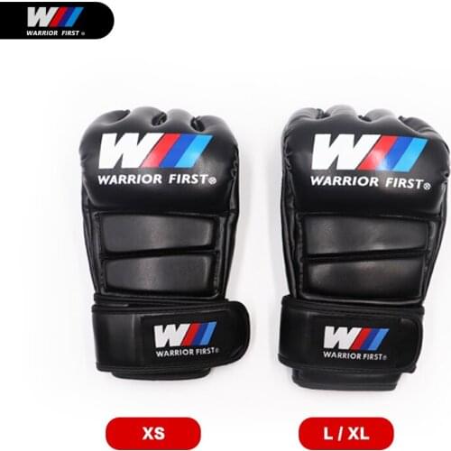1 Pair Half Finger Boxing Gloves PU Leather MMA Fighting Kick Boxing Gloves Karate Muay Thai Training Workout Gloves Men