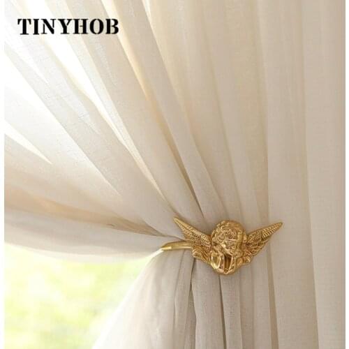 1 PC European Style Drapery Holdback Angel Brass Curtain Hooks Vintage Metal Wall Hook Artistic Curtains Accessoires