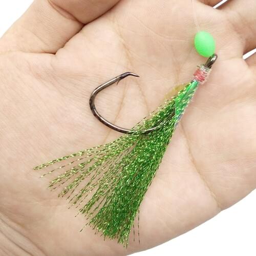 1 Pack Sabiki Fishing Hooks With Line Green Bright Wire 2 Hooks Flasher Sabiki Rigs Luminous Beads Fish Skin Bait