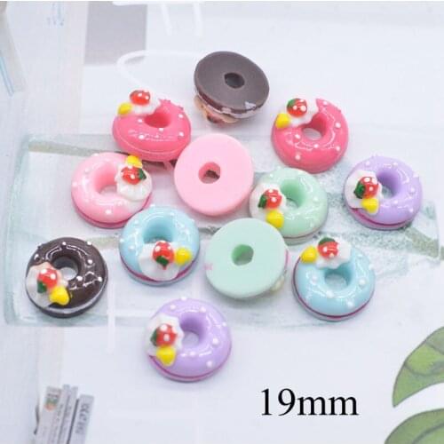10Pcs Sweet Doughnut Food 3D Figurines Miniatures Cabochon Resin Planar Home Decoration Crafts DIY Accessories