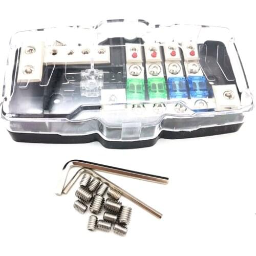 Car Audio Stereo ANL Fuse Holder Distribution 0/4ga 4 Way Fuses Box Block 30A