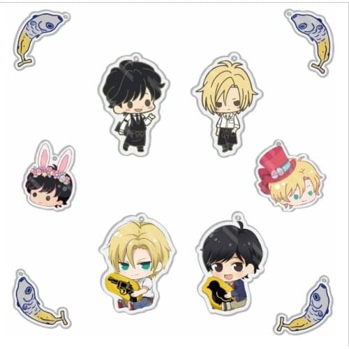 Anime BANANA FISH Lynx Ash Okumura Eiji Couple Acrylic Figure keychain Keyring Decoration Collection Model Toy