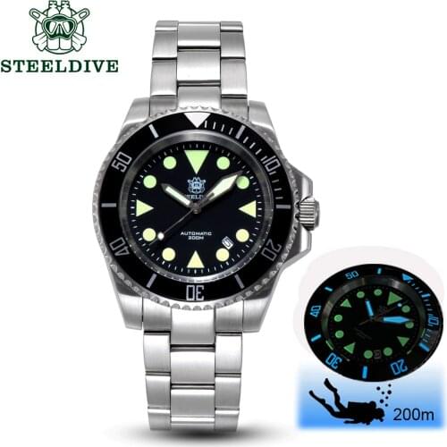 STEELDIVE 1986 Dive Watch 200m Sapphire NH35 Automatic Mechanical C3 Luminous Watches Men Diving Mechanical Watches Self Wind