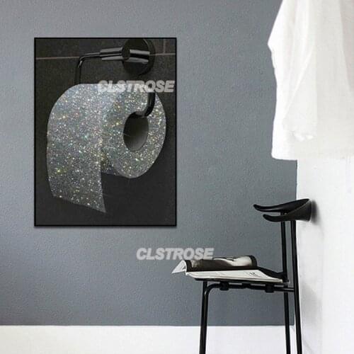 Black and White Wall Art Poster White Paper Towels with Glittering Nordic Decoration Canvas Painting for Bedroom Living Room