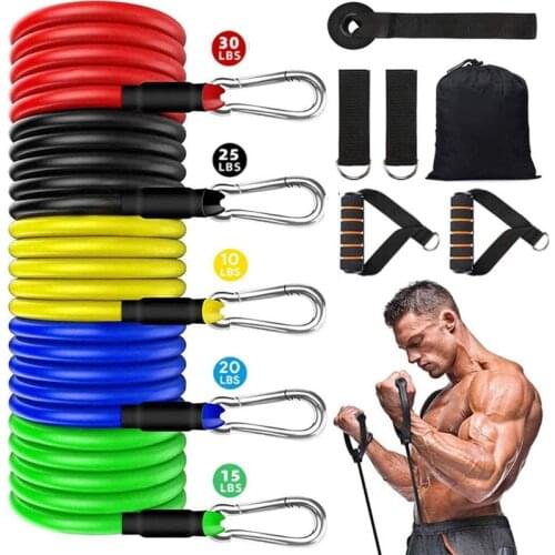 Resistance Bands Set (11 pcs) Fitness Equipment Home Gym Workout Traning Bands Elastic For Gymnastics Pilates Shape Body