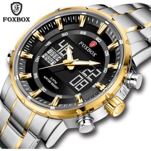 Foxbox Mens Stainless Steel Watch