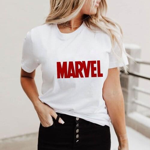 Women T Shirts Summer Short Sleeve Casual White O-neck Tshirts Marvel Avengers Superhero Print Marvel Tshirts Lady Harajuku Tops