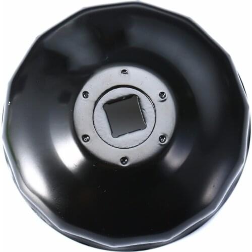 Durable Black Steel 76mm 14 Flutes Car Oil Filter Cap Type Wrench Remover Tool with 3/8" Drive Socket for BMW AUDI