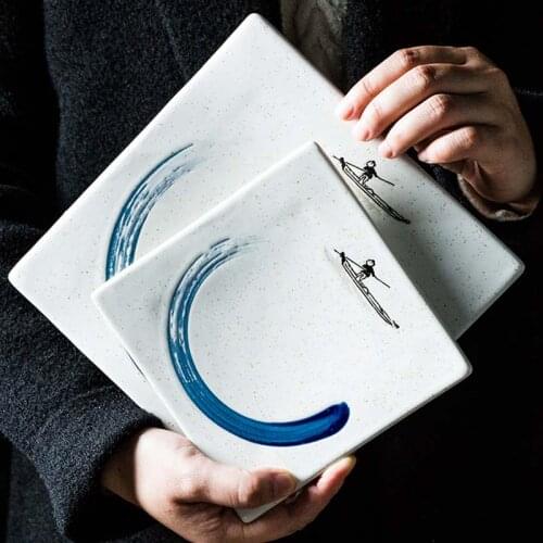 Japanese-style ceramic plate square plate western food plate sushi plate breakfast plate dish plate home creative flat tableware