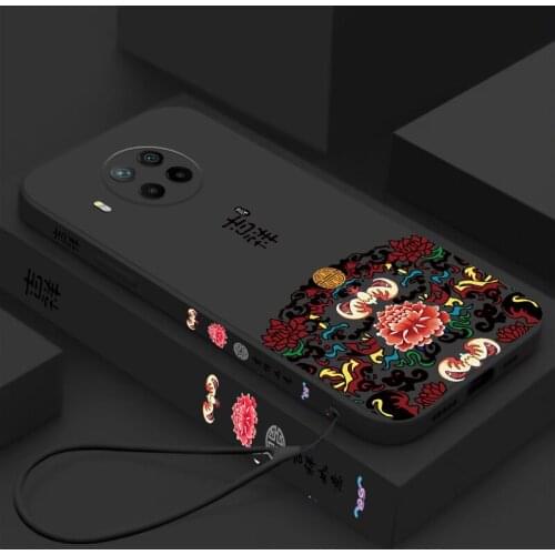 Chinese Auspicious Retro Palace Soft Gel Liquid Silicone Phone Cases For Xiaomi Redmi Note9Pro 5G Casing With Phone Straps