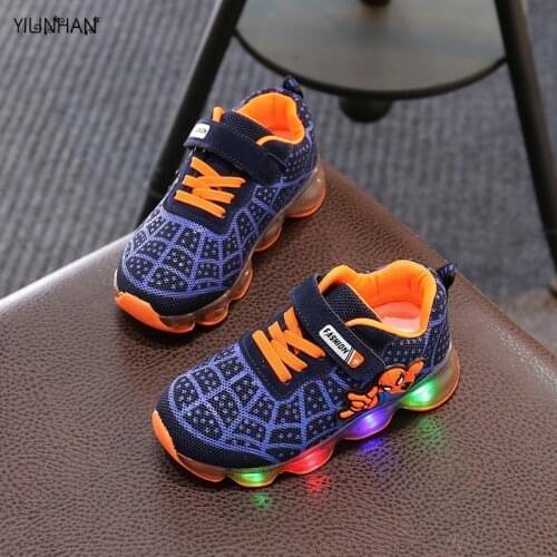 YILINHAN New Led Luminous Kids Shoes for Boys Girls Light Children Luminous Baby Sneakers Mesh Sport Boy Girl Led Light Shoes