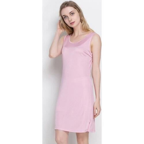 Summer Women 100% Real Silk Knitted Robes O-Neck Sleeveless Nightgowns Comfortable Breathable Female Robes 1041