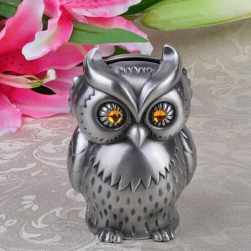 Brown Owl Shaped Metal Piggy Bank Coin Bank Money Box Money Saving Box Home Decor Favor Craft Gift For Kids 20pcs