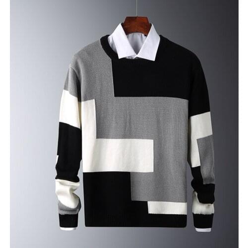 Long Sleeve Sweaters Men S-3XL Autumn Winter Sweater Pullovers Jumper Mens O-Neck Printed Fashion Youth Teens Trend New Knitwear
