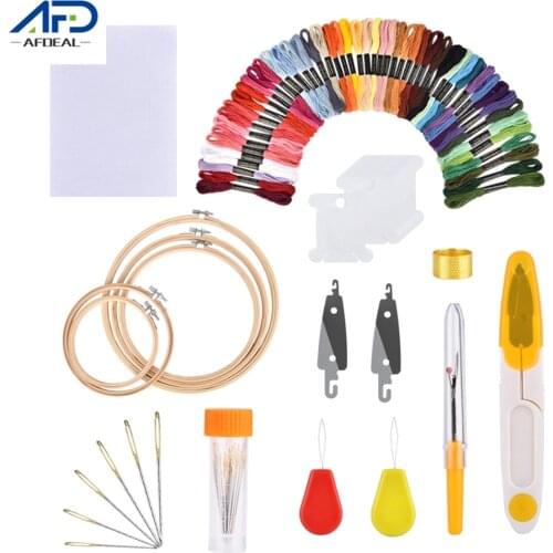 50 Colors Skeins Embroidery Pen Punch Needle Kit Embroidery Threads Cross Stitch Hoop DIY Knitting Sewing Accessory Tools