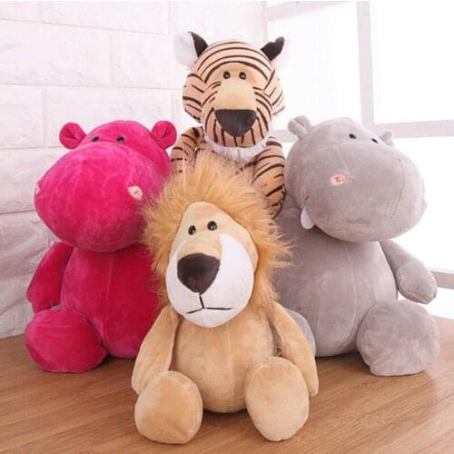 New Figure 35cm Cute Jungle Simulation Animal Lion Tiger Deer Doll Plush Toy Childrens Birthday Gift Home Decoration