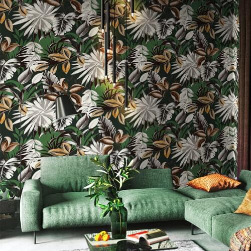 Southeast Asia Tropical Rainforest Banana Leaf Wallpaper Modernt Green Plant Bedroom Living Room Background Walls Wallpaper