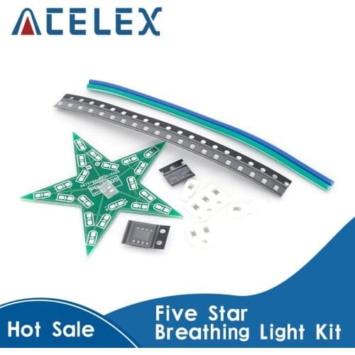 Students training DIY Kit Five-Pointed Star Breathing Light Gradient LED Light for Christmas Soldering Training Red Green Blue