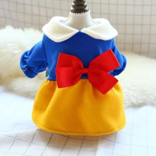 White Snow Princess Dog Clothes Red Yellow Blue Woolen Dogs Clothing Pet Outfits Skirt Cute Autumn Winter Yorkies Girl Mascotas