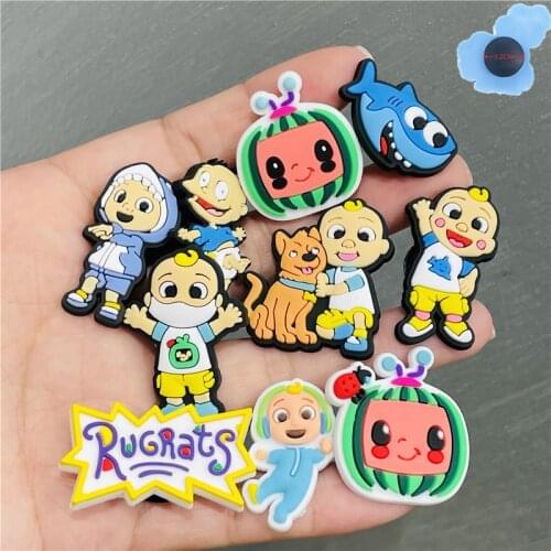 Wholesale 50pcs Lovely Boy Shark Children PVC Garden Shoes Accessories Shoe Decorations Fit Wristband Croc Jibz Charm Party Gift