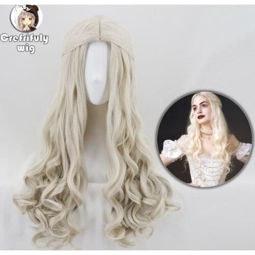 Alice in Wonderland 2 White Queen Cosplay Wig Blonde Wavy Long Synthetic Hair Heat Resistance Fiber Halloween Party Costume Wigs