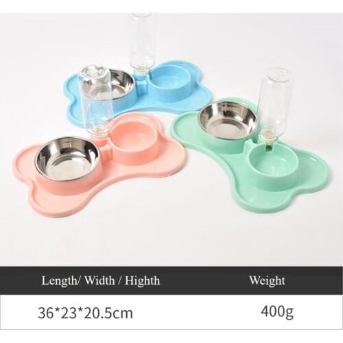 Pet dog Cat Feeder Automatic Water Feeder Cat and Dog Double Bowl Dog Cat Food Bowl with Water Dispenser Pet Supplies