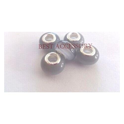 Hot Items!!! 500pcs/lot Grey Opal Cat Eye Charms Big Hole Bead Fit Bracelets Beads Dia.:14mm Hole Dia.:5mm