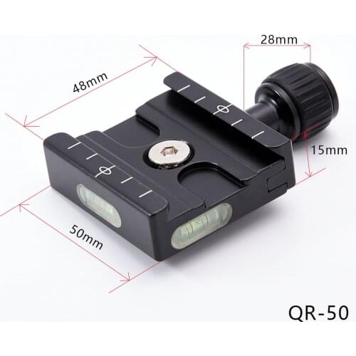 QR-50 Adapter Plate Square Clamp with Gradienter for Quick Release Plate for Tripod Ball Head Arca Swiss RRS Wimberley Benro