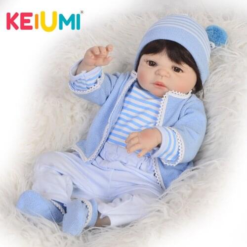 KEIUMI 23 Inch Real Looking Reborn Baby Dolls Babies Full Body Silicone Vinyl Lifelike Doll Reborn Toy For Kids Birthday Gift