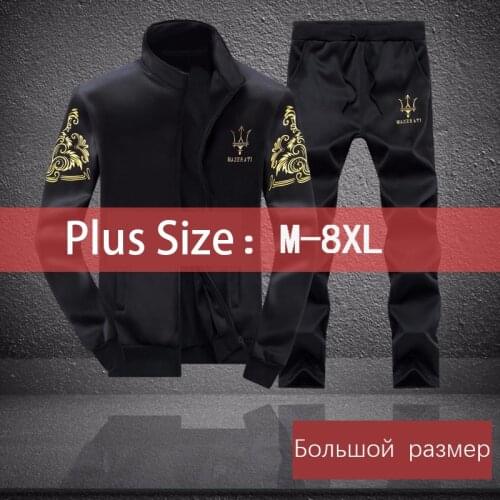 Men Tracksuits Polyester Sweatshirt Sporting Fleece 2020 Gyms Spring Jacket +Pants Casual Mens Sportswear Fitness Plus Size 8XL