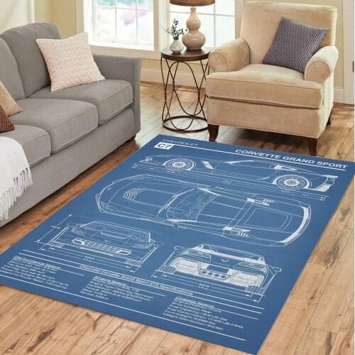 Corvette C7 Grand Sport Carprt Rug for Living Room Bedroom Decoration Home Non-slip Rugs Floor Mat Dropshipping