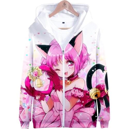 Popular Tokyo Mew Mew Anime 3D Print Zipper Hoodie Men/Women Kawaii Zipper Sweatshirt Tops Tokyo Mew Mew Fashion Autumn Clothes