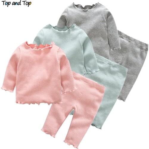 Top and Top Autumn Winter Toddler Girls Clothes Set Cotton 2Pcs Tshirt+Trousers Baby Girls Tracksuit Casual Suit Sleepwear