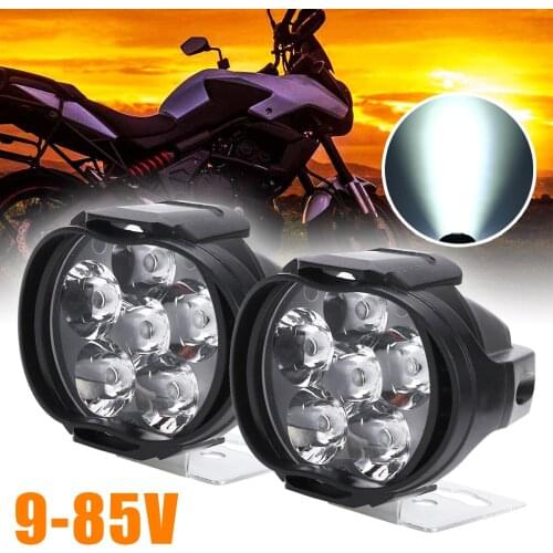 Treyues 2pcs Motorcycle 6LED Headlight Motorbike Fog Driving Spot Light Lamp 9-85V 10W 1.5A Universal For Honda Kawasaki