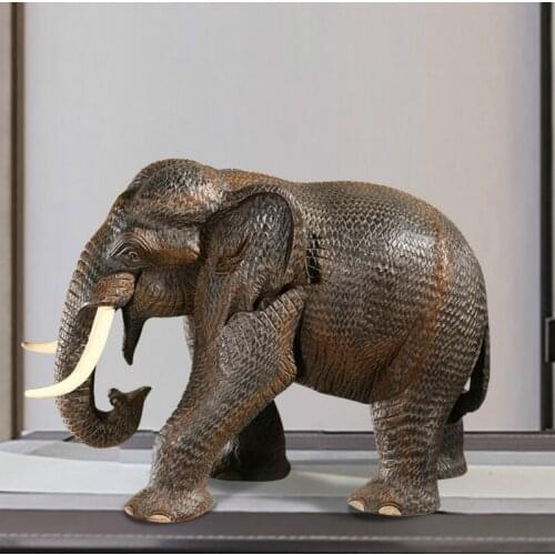 Decoration Solid Wood Elephant Decoration Living Room Fortune Town House Home Wood Carving Crafts