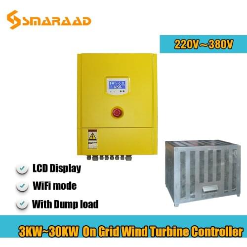 High Efficiency 220V 380V 3KW 5KW 10KW 20KW 30KW Waterproof Wind Turbines Generator Charge Controller Regulator With Dump load