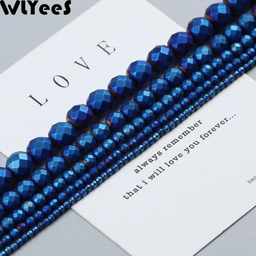 WLYeeS Polish plating Hematite Faceted Round beads Matte Natural Stone 2-10mm Spacer Loose beads for Jewelry Bracelet Making DIY