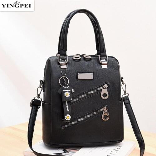 YINGPEI Women Handbag Shoulder Bag Girls Fashion Famous Design Leather Big Casual Tote High Quality Hasp Casual Black New 2020