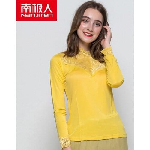 Nanjiren Women Underwear Long Sleeves Silk Shirt Comfortable Comfortable Casual Home Cool Breathable Solid Color Girls Shirt