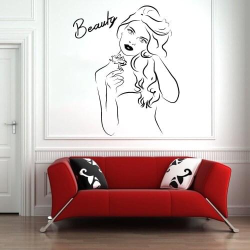 Sexy Woman Wall Decal Bathroom Living Room Pretty Girl Room House Decoration Artistic Beauty Salon Vinyl Large Wall Sticker Z196