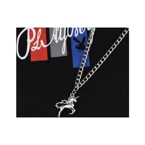 Golden unicorn necklace, fashion horse collarbone chain, ladies jewelry