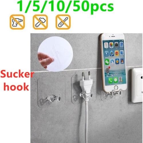 1/5/10/50 PCS Wall Storage Hook Punch-free Power Plug Socket Holder Kitchen Stealth Sucker Hook Wall Adhesive Hanger Bathroom