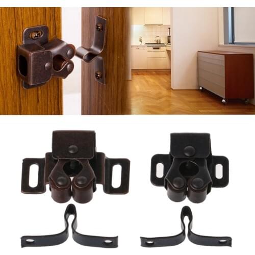 1 PC Bronze Double Roller Catches Cupboard Cabinet Door Latch Hardware Door Clip
