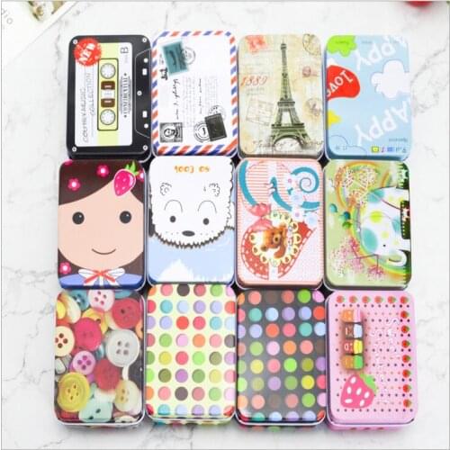 10pc/lot Caroon Printing Storage Tin Box Iron Storage Case Namecard Collect box Lipstick case Pill Storage box