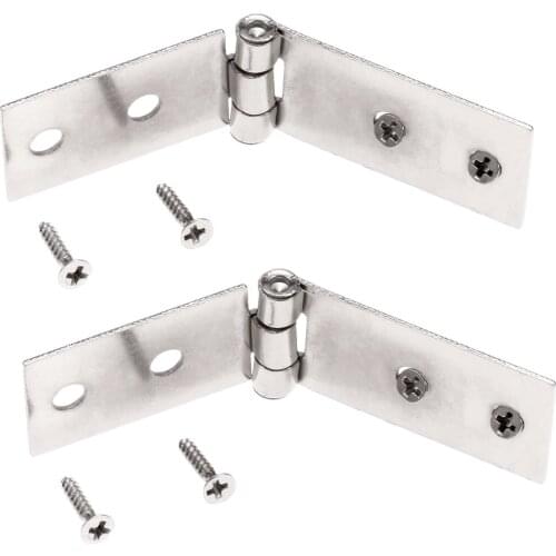2pcs Vertical Hinges +8 screws Sliver 74*20mm Right Angle 4 Holes Iron Sheet Cabinet Wooden Box Jewelry Gift Wine Case Vintage