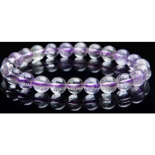 7mm Transparent Round Crystal Bead Bracelet For Women Genuine Natural Kunzite Gems Stone Charm Stretch Bracelet Femme Just One