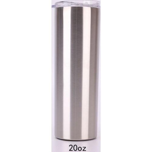 25pcs Personalized Steel Skinny Tumbler 20 OUNCE Silver Stainless Steel Skinny Tumbler Double Wall Cup drinkware