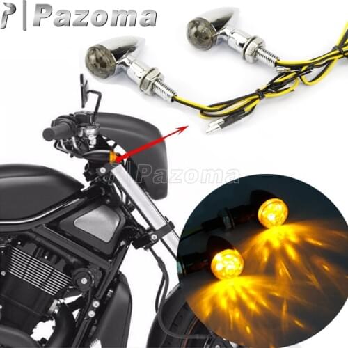 1Pair 12V Motorcycle Turn Signal LED Amber Indicator Light Bullet Signal Lamp Blinkers For Chopper Cafe Racer Street Motorbike